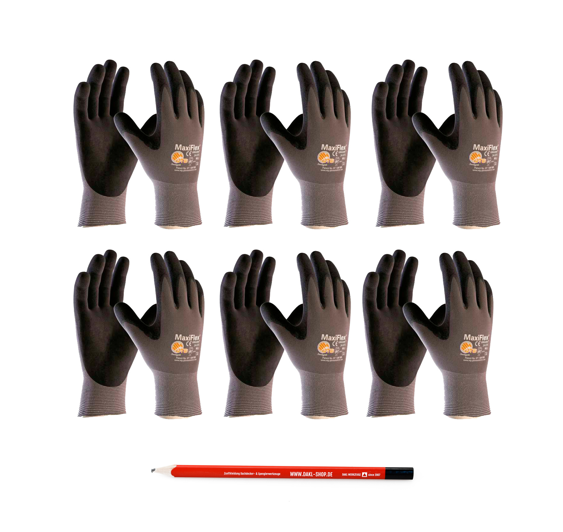 Klempnerhandschuh, 6 Paar + 1 DAKL Bleistift